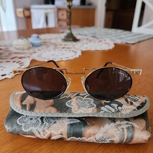 Panama Jack Sunglasses Vintage Gold Geometric Wire Frames Unique